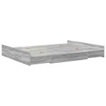 vidaXL Cadru de pat cu depozitare cu headboard sonoma gri 135 x 190 cm
