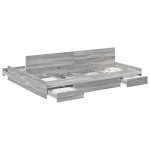 vidaXL Cadru de pat cu depozitare cu headboard sonoma gri 135 x 190 cm