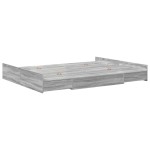 vidaXL Cadru de pat cu depozitare cu headboard sonoma gri 135 x 190 cm