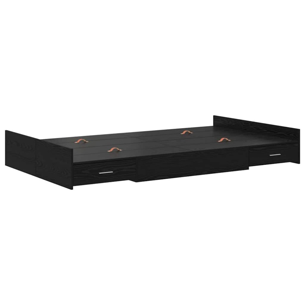 vidaXL Cadru de pat cu depozitare Stejar negru 120 x 190 cm Melamină