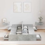 vidaXL Cadru de pat cu depozitare cu sertar Gri din beton 120 x 190 cm