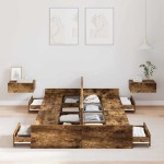 vidaXL Cadru de pat cu depozitare Stejar fumuriu 120 x 190 cm