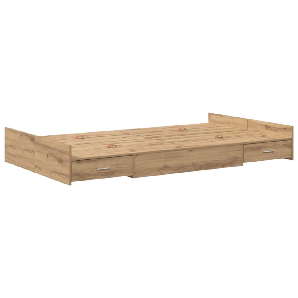 vidaXL Cadru de pat cu depozitare stejar artizanal 120 x 190 cm