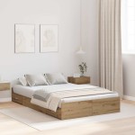 vidaXL Cadru de pat cu depozitare stejar artizanal 120 x 190 cm vidaXL Cadru de pat cu depozitare stejar artizanal 120 x 190 cm