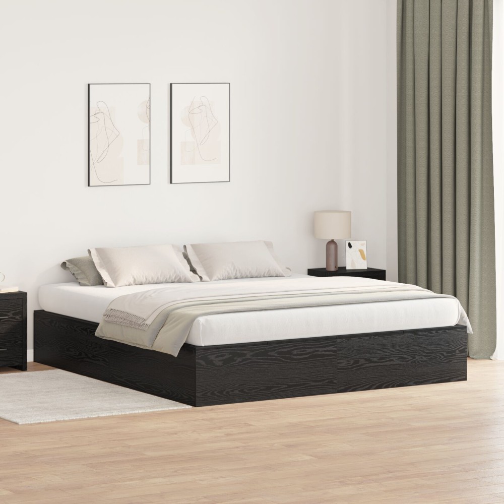 vidaXL Cadru de pat cu depozitare Stejar Negru 200x200 cm