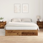 vidaXL Cadru de pat Lemn vechi 200 x 200 x 31.5 cm Lemn compozit vidaXL Cadru de pat Lemn vechi 200 x 200 x 31.5 cm Lemn compozit