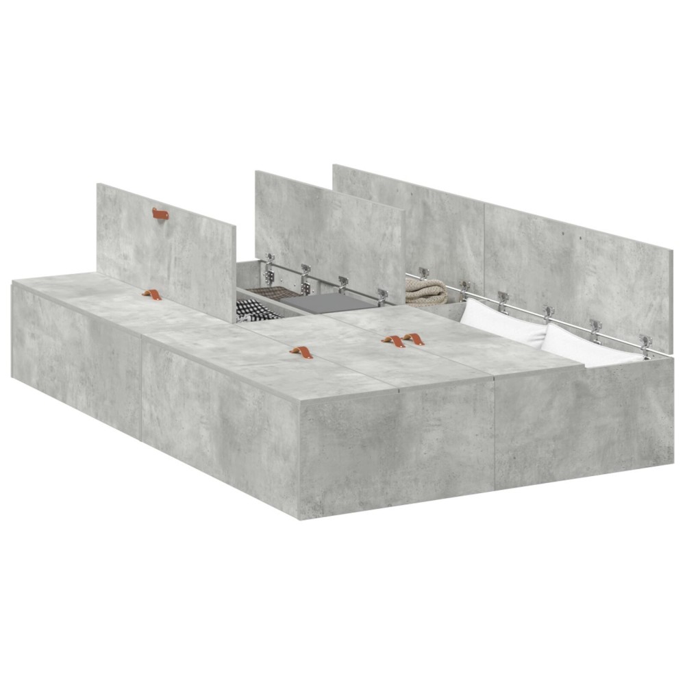 vidaXL Cadru de pat Gri beton 200 x 120 x 31.5 cm Lemn compozit