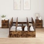 vidaXL Cadru de pat Stejar afumat 200 x 120 x 31.5 cm Lemn compozit vidaXL Cadru de pat Stejar afumat 200 x 120 x 31.5 cm Lemn compozit