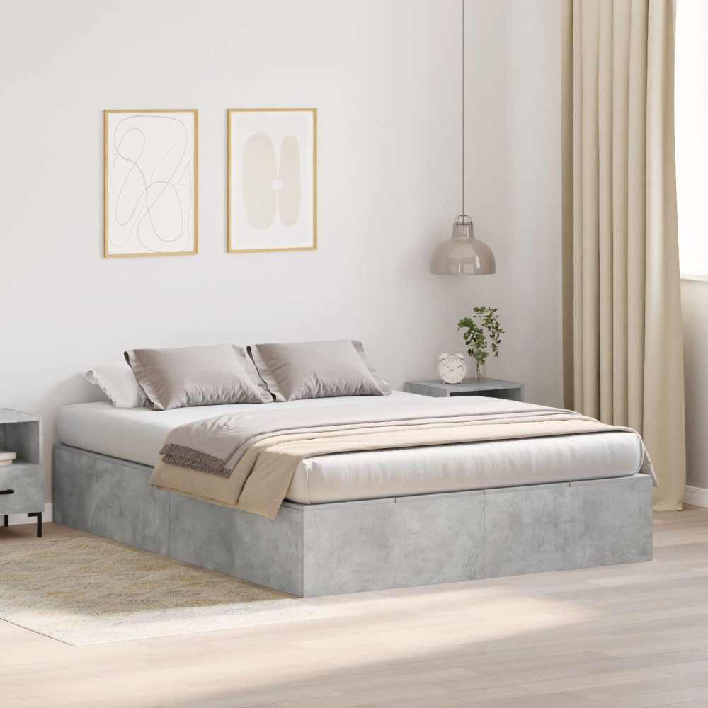 vidaXL Cadru de pat Gri beton 200 x 140 x 31.5 cm Lemn compozit