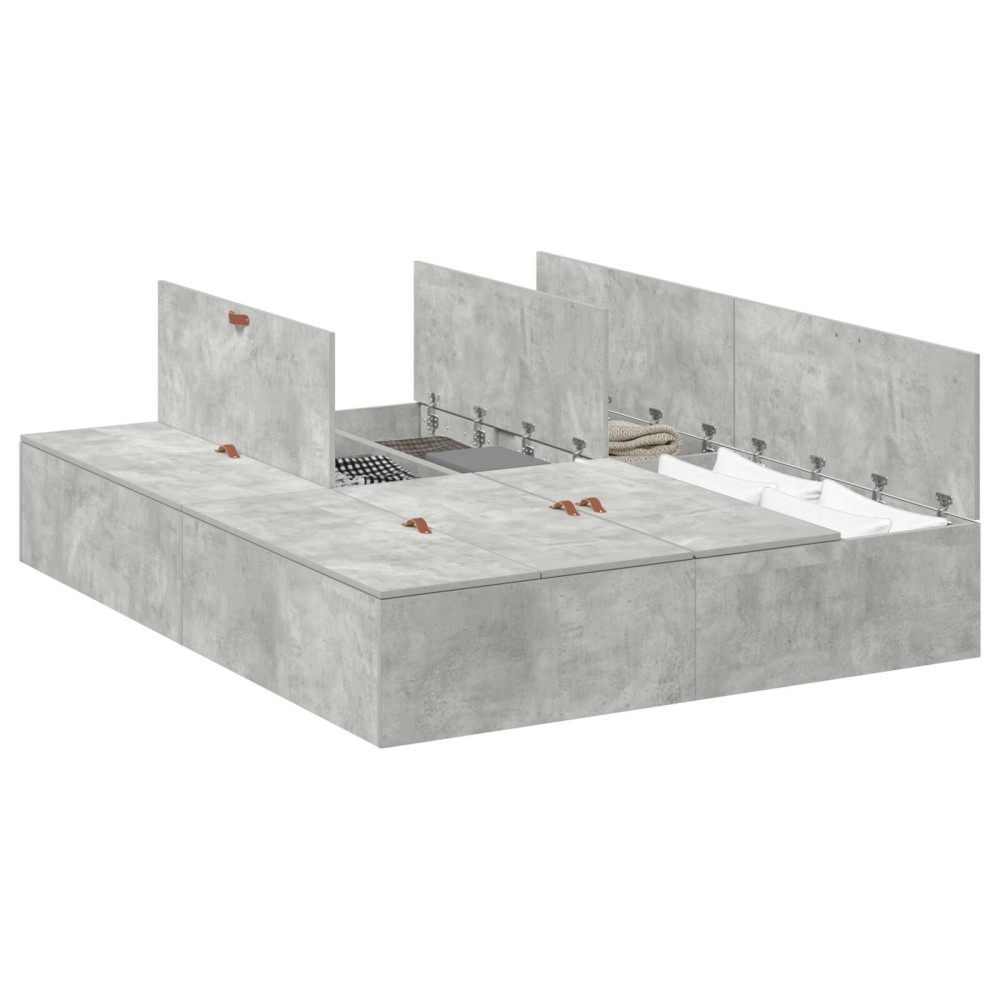 vidaXL Cadru de pat Gri beton 200 x 150 x 31.5 cm Lemn compozit