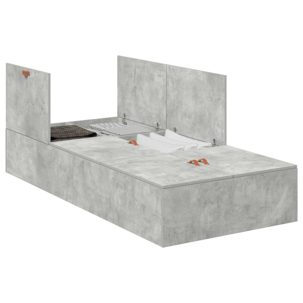 vidaXL Cadru de pat , gri beton, 75 x 190 cm, din lemn prelucrat.