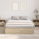 vidaXL Cadru de pat Stejar sonoma 190 x 135 x 31.5 cm Lemn compozit vidaXL Cadru de pat Stejar sonoma 190 x 135 x 31.5 cm Lemn compozit