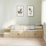 vidaXL Cadru de pat cu depozitare Stejar Sonoma 244 x 127 x 53.5 cm