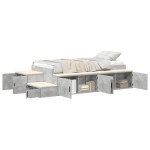 vidaXL Cadru de pat cu depozitare Gri din beton 244 x 127 x 53.5 cm
