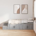 vidaXL Cadru de pat cu depozitare sonoma gri 244 x 118 x 53.5 cm