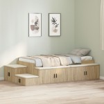 vidaXL Cadru de pat cu depozitare Stejar Sonoma 234 x 118 x 53.5 cm