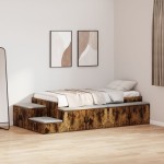 vidaXL Cadru de pat cu depozitare Stejar fumuriu 234 x 118 x 53.5 cm