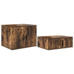 vidaXL Cadru de pat cu depozitare Stejar fumuriu 234 x 118 x 53.5 cm