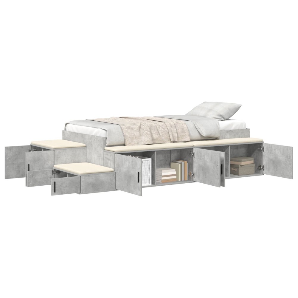 vidaXL Rama de pat de depozitare Gri Beton 75x190 cm