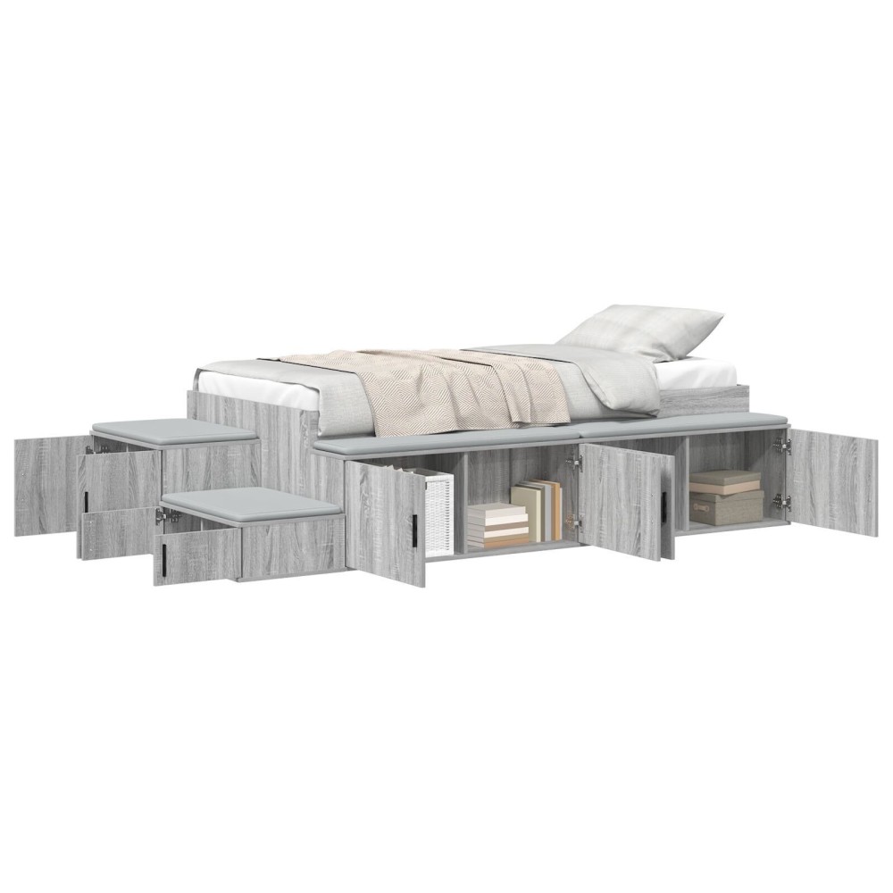 vidaXL Cadru de pat cu depozitare sonoma gri 234 x 103 x 53.5 cm