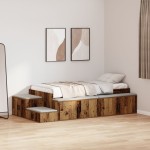 vidaXL Cadru de pat cu depozitare Lemn vechi 234 x 103 x 53.5 cm