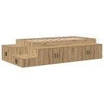 vidaXL Cadru de pat cu depozitare stejar artizanal 234 x 103 x 53.5 cm