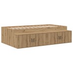 vidaXL Cadru de pat cu depozitare stejar artizanal 234 x 103 x 53.5 cm