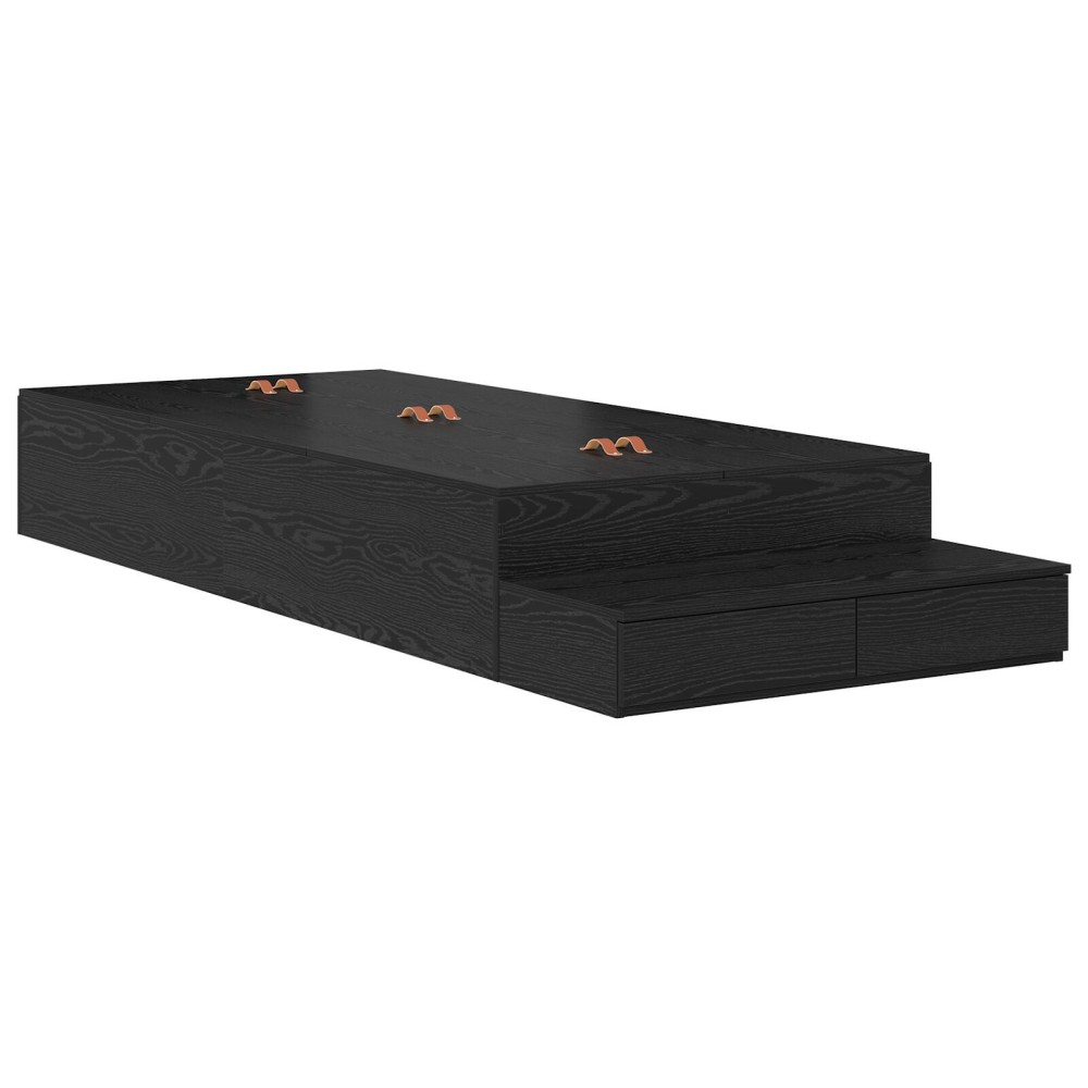 vidaXL Cadru de pat cu depozitare Stejar negru 236.5 x 80 x 31.5 cm