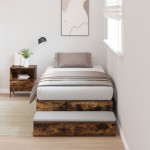vidaXL Cadru de pat cu depozitare Stejar fumuriu 236.5 x 80 x 31.5 cm