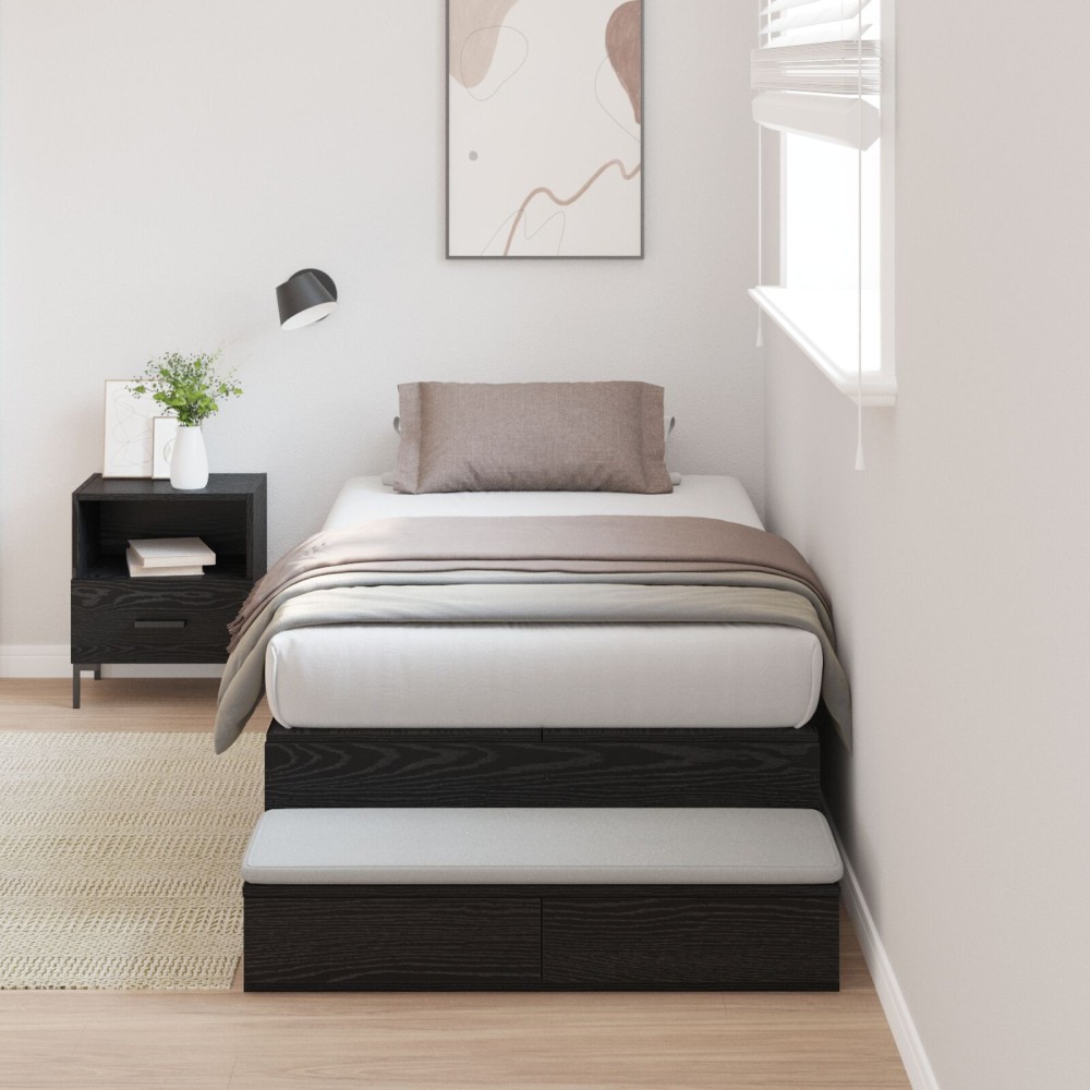 vidaXL Cadru de pat cu depozitare Stejar negru 236.5 x 90 x 31.5 cm