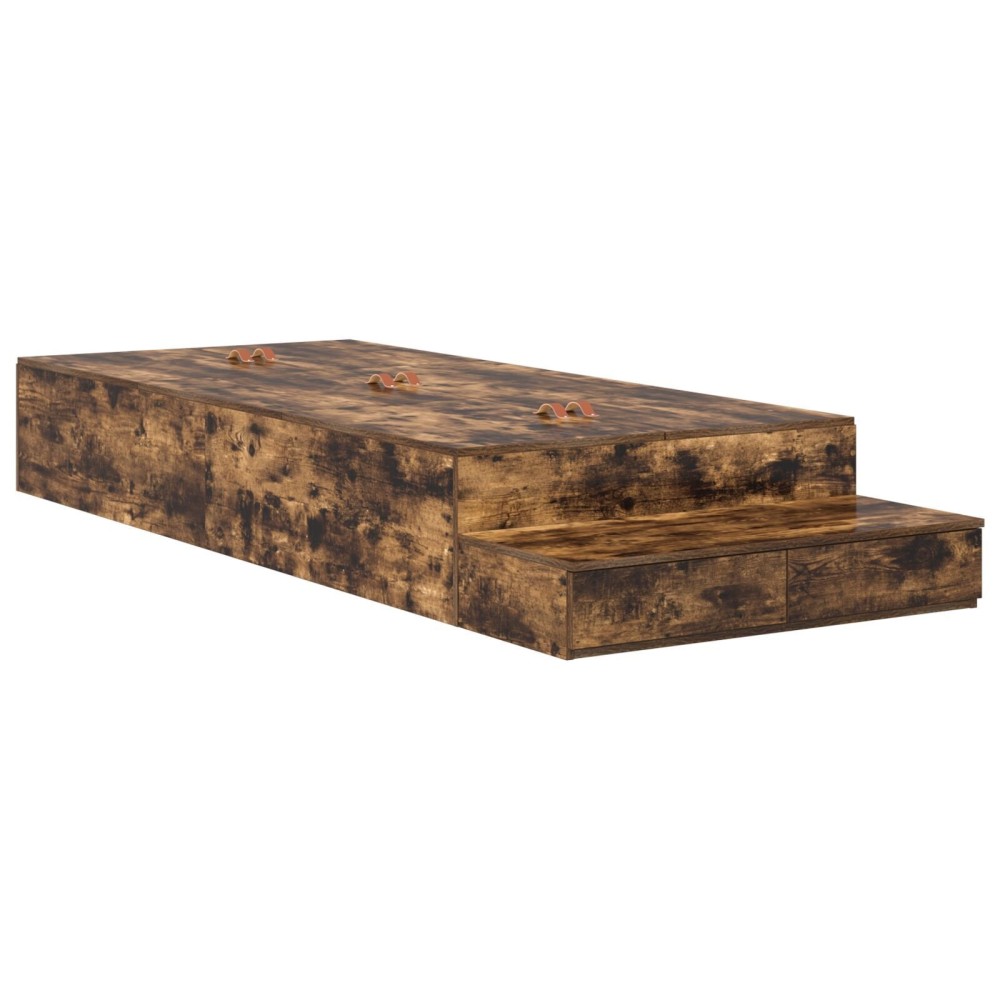 vidaXL Cadru de pat cu depozitare Stejar fumuriu 236.5 x 90 x 31.5 cm
