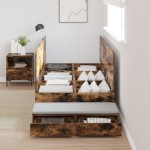 vidaXL Cadru de pat cu depozitare Stejar fumuriu 236.5 x 90 x 31.5 cm