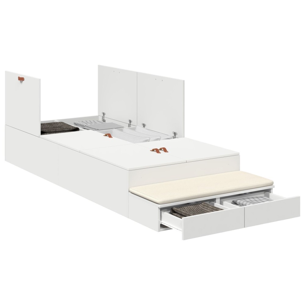vidaXL Cadru de pat cu depozitare cu sertar Alb 236.5 x 90 x 31.5 cm