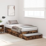 vidaXL Cadru de pat cu depozitare Stejar fumuriu 236.5 x 100 x 31.5 cm