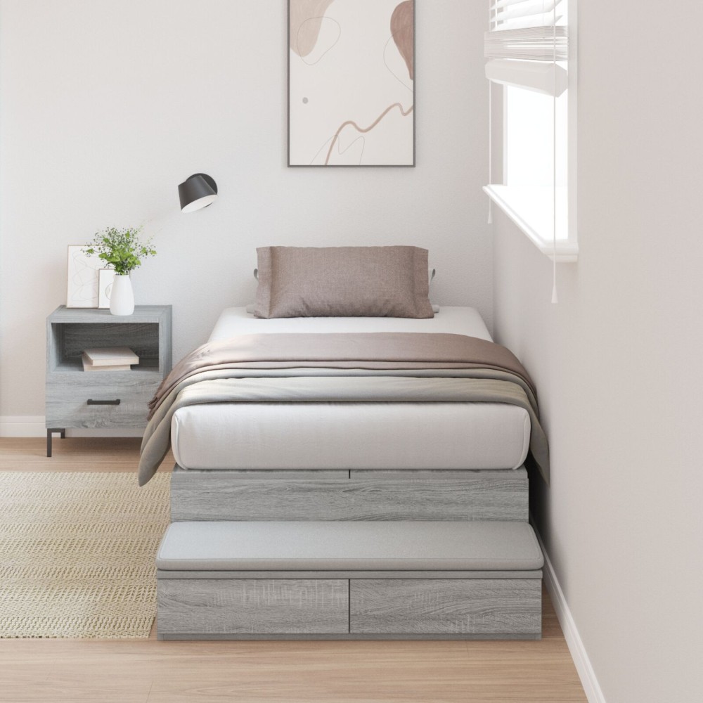 vidaXL Cadru de pat cu depozitare sonoma gri 236.5 x 100 x 31.5 cm