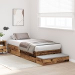 vidaXL Cadru de pat cu depozitare Lemn vechi 236.5 x 100 x 31.5 cm