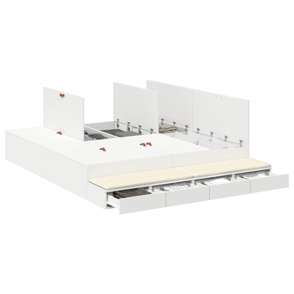 vidaXL Cadru de pat cu depozitare cu sertar Alb 236.5 x 200 x 31.5 cm