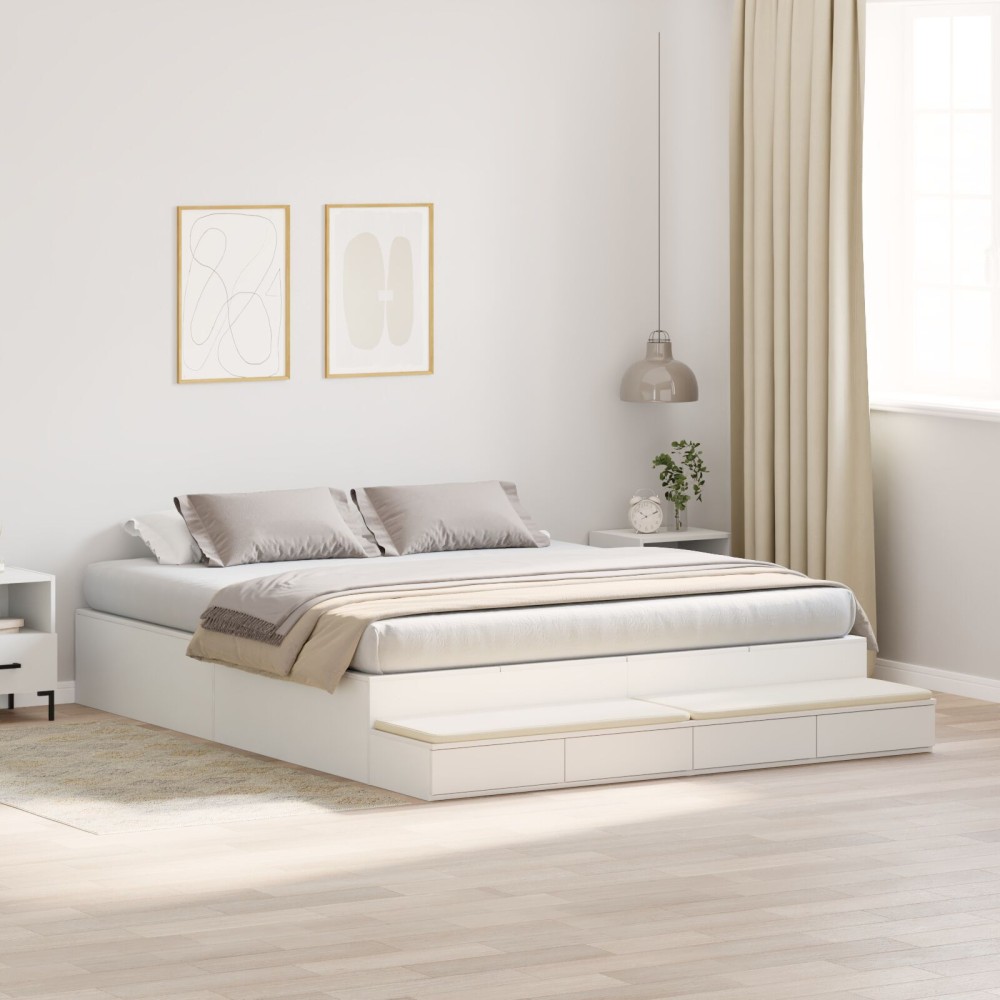 vidaXL Cadru de pat cu depozitare cu sertar Alb 236.5 x 200 x 31.5 cm