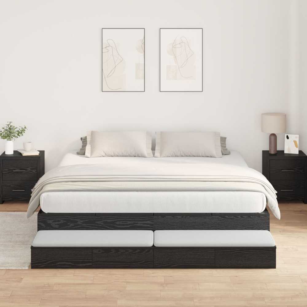vidaXL Cadru de pat cu depozitare Stejar negru 236.5 x 200 x 31.5 cm