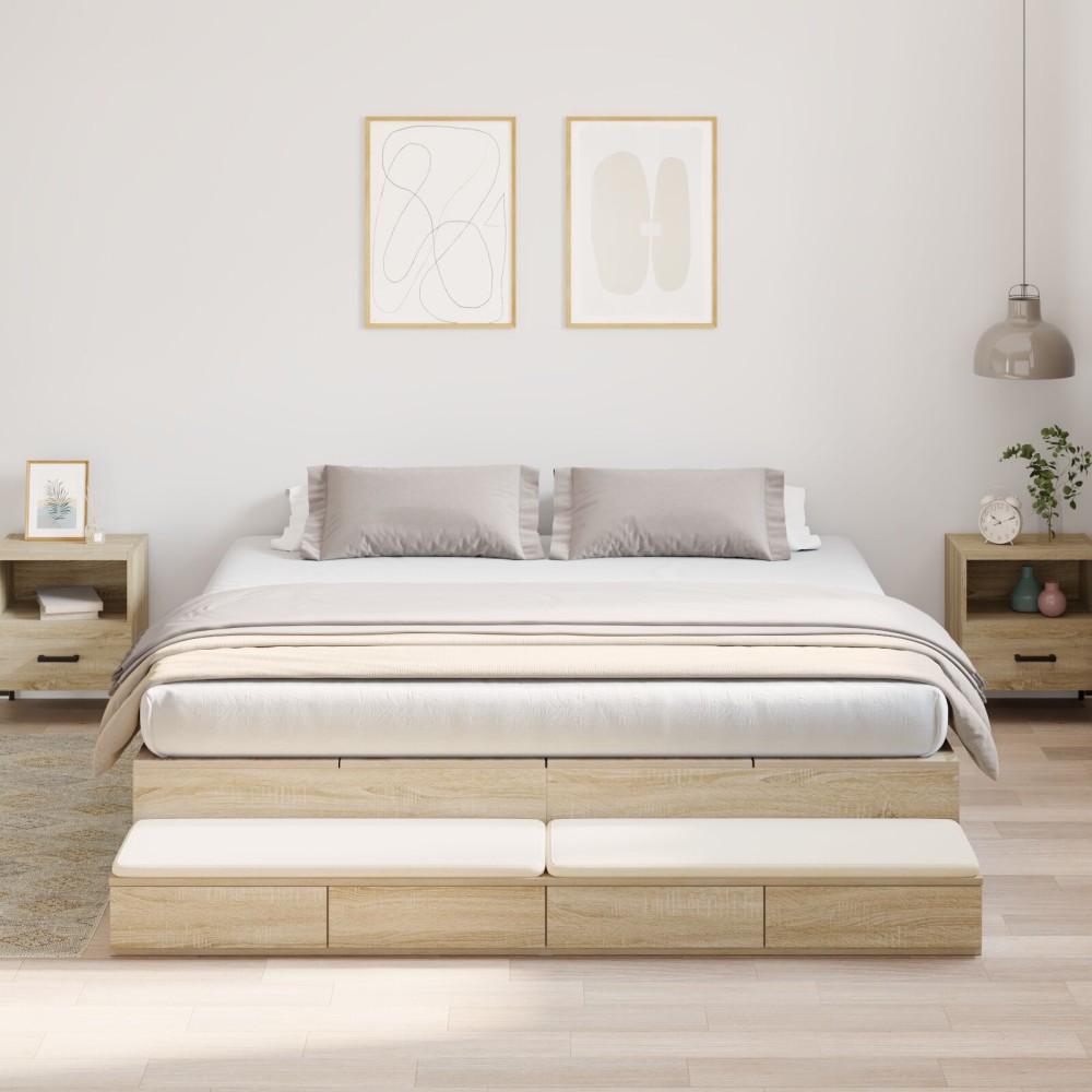 vidaXL Cadru de pat cu depozitare Stejar Sonoma 236.5 x 200 x 31.5 cm