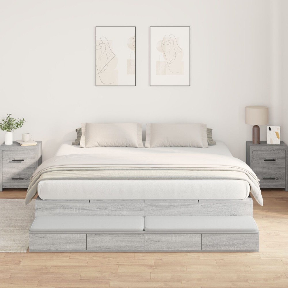 vidaXL Cadru de pat cu depozitare sonoma gri 236.5 x 200 x 31.5 cm