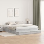 vidaXL Cadru de pat cu depozitare sonoma gri 236.5 x 200 x 31.5 cm