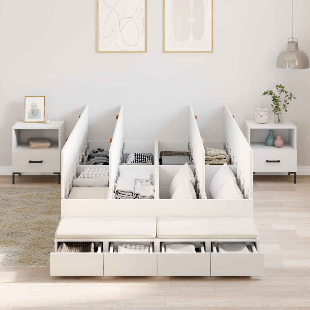 vidaXL Cadru de pat cu depozitare cu sertar Alb 236.5 x 120 x 31.5 cm