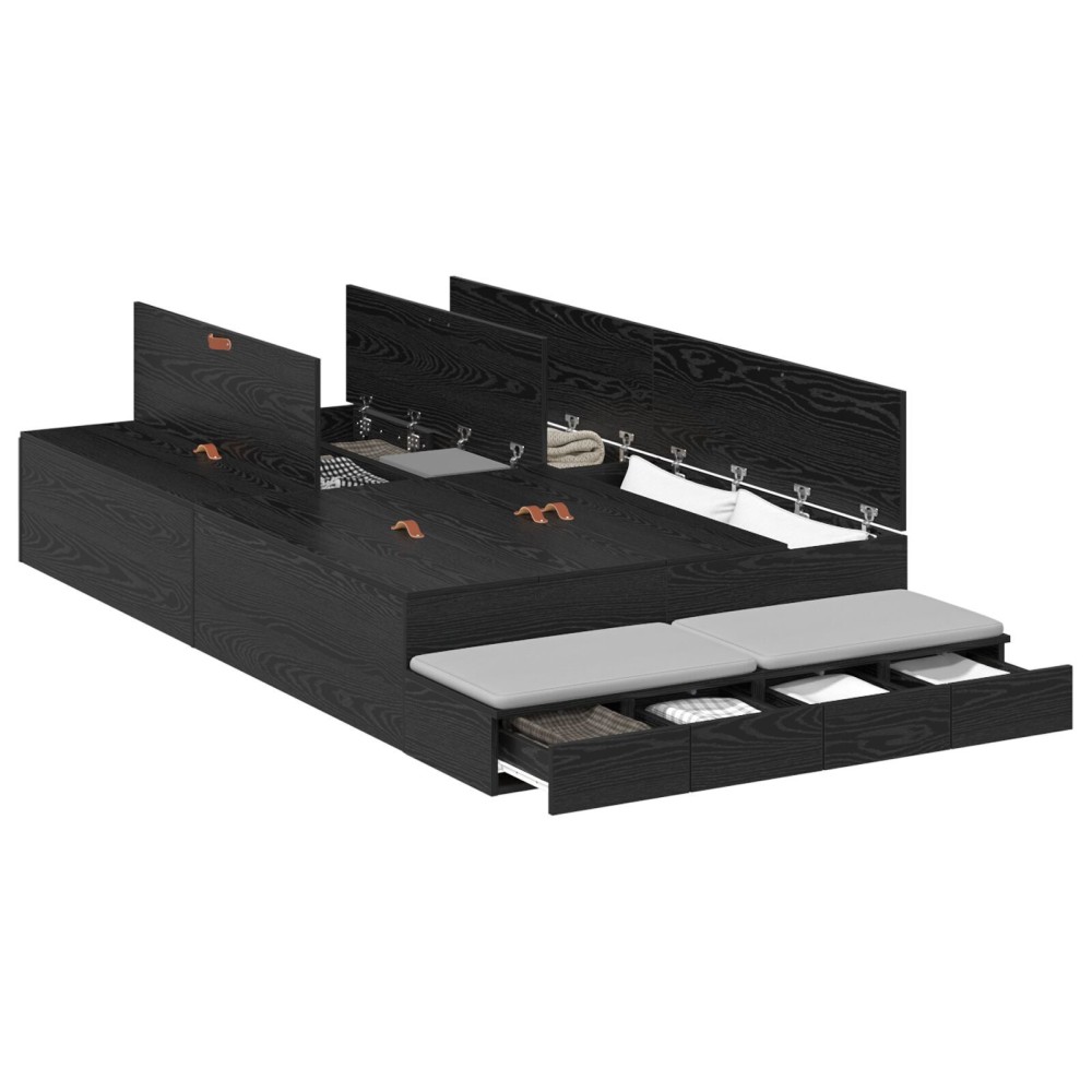 vidaXL Cadru de pat cu depozitare Stejar negru 236.5 x 120 x 31.5 cm