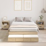 vidaXL Cadru de pat cu depozitare Stejar Sonoma 236.5 x 120 x 31.5 cm