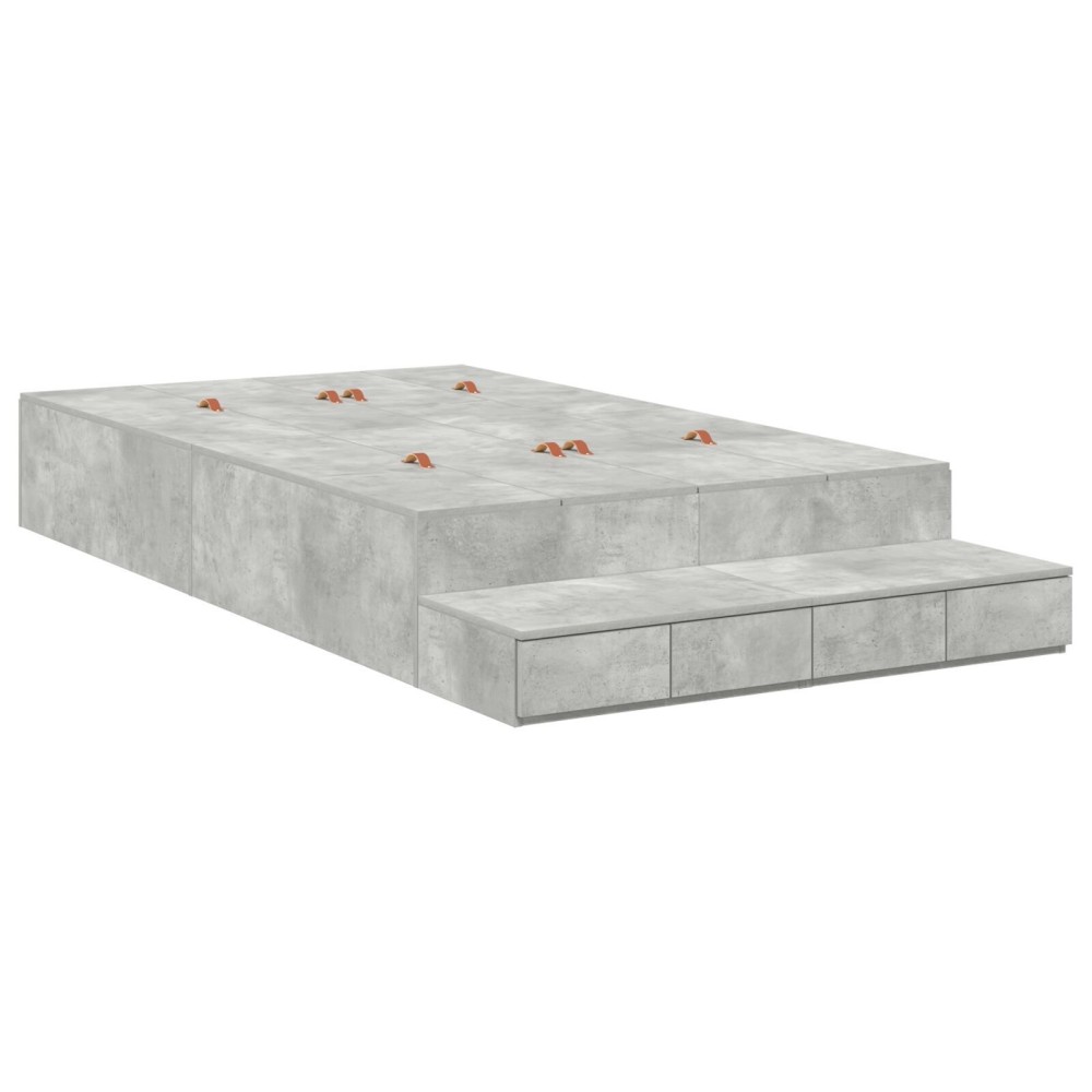 vidaXL Cadru de pat cu depozitare Gri din beton 236.5 x 120 x 31.5 cm