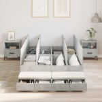 vidaXL Cadru de pat cu depozitare Gri din beton 236.5 x 120 x 31.5 cm