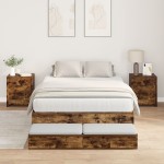 vidaXL Cadru de pat cu depozitare Stejar fumuriu 236.5 x 120 x 31.5 cm