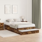 vidaXL Cadru de pat cu depozitare Stejar fumuriu 236.5 x 120 x 31.5 cm