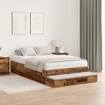 vidaXL Cadru de pat cu depozitare Lemn vechi 236.5 x 120 x 31.5 cm